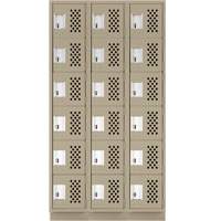 Assembled Lockerettes Clean Line Perforated Economy Lockers, 6 -tier, Bank of 3, 18" x 72" x 12", Steel EastCoast Offshore Supplies