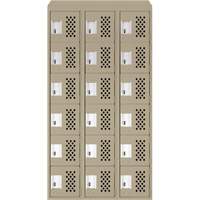 Assembled Lockerettes Clean Line Perforated Economy Lockers, 6 -tier, Bank of 3, 18" x 72" x 12", Steel EastCoast Offshore Supplies