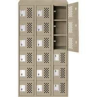 Assembled Lockerettes Clean Line Perforated Economy Lockers, 6 -tier, Bank of 3, 18" x 72" x 12", Steel EastCoast Offshore Supplies