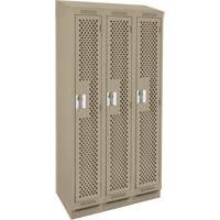 Clean Line Lockers, Bank of 3, 36" x 18" x 82", Steel, Beige, Rivet (Assembled), Perforated EastCoast Offshore Supplies