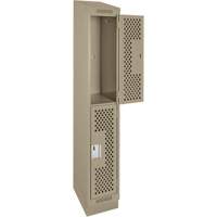 Clean Line Lockers, 2 -tier, 12" x 12" x 82", Steel, Beige, Rivet (Assembled), Perforated EastCoast Offshore Supplies