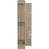 Clean Line Lockers, 2 -tier, 12" x 12" x 82", Steel, Beige, Rivet (Assembled), Perforated EastCoast Offshore Supplies