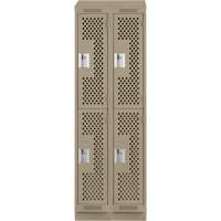Clean Line Lockers, 2 -tier, Bank of 2, 24" x 12" x 82", Steel, Beige, Rivet (Assembled), Perforated EastCoast Offshore Supplies