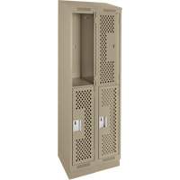 Clean Line Lockers, 2 -tier, Bank of 2, 24" x 12" x 82", Steel, Beige, Rivet (Assembled), Perforated EastCoast Offshore Supplies