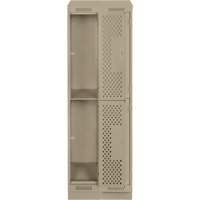 Clean Line Lockers, 2 -tier, Bank of 2, 24" x 12" x 82", Steel, Beige, Rivet (Assembled), Perforated EastCoast Offshore Supplies