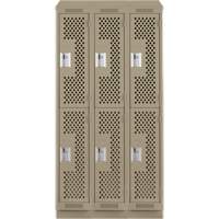 Clean Line Lockers, 2 -tier, Bank of 3, 36" x 12" x 82", Steel, Beige, Rivet (Assembled), Perforated EastCoast Offshore Supplies
