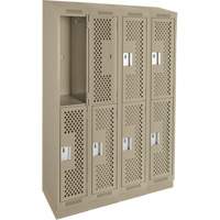Clean Line Lockers, 2 -tier, Bank of 4, 48" x 12" x 82", Steel, Beige, Rivet (Assembled), Perforated EastCoast Offshore Supplies