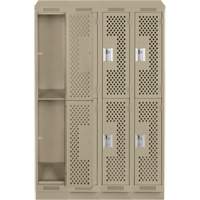 Clean Line Lockers, 2 -tier, Bank of 4, 48" x 12" x 82", Steel, Beige, Rivet (Assembled), Perforated EastCoast Offshore Supplies