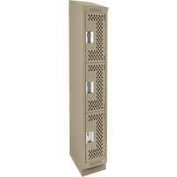 Clean Line Lockers, 3 -tier, 12" x 18" x 82", Steel, Beige, Rivet (Assembled), Perforated EastCoast Offshore Supplies
