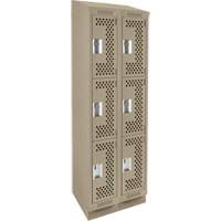 Clean Line Lockers, 3 -tier, Bank of 2, 24" x 18" x 82", Steel, Beige, Rivet (Assembled), Perforated EastCoast Offshore Supplies