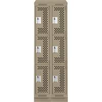 Clean Line Lockers, 3 -tier, Bank of 2, 24" x 18" x 82", Steel, Beige, Rivet (Assembled), Perforated EastCoast Offshore Supplies