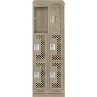 Clean Line Lockers, 3 -tier, Bank of 2, 24" x 18" x 82", Steel, Beige, Rivet (Assembled), Perforated EastCoast Offshore Supplies