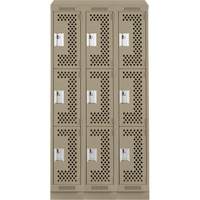 Clean Line Lockers, 3 -tier, Bank of 3, 36" x 18" x 82", Steel, Beige, Rivet (Assembled), Perforated EastCoast Offshore Supplies