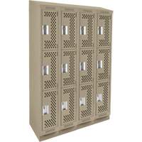 Clean Line Lockers, 3 -tier, Bank of 4, 48" x 18" x 82", Steel, Beige, Rivet (Assembled), Perforated EastCoast Offshore Supplies