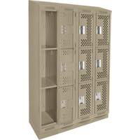 Clean Line Lockers, 3 -tier, Bank of 4, 48" x 18" x 82", Steel, Beige, Rivet (Assembled), Perforated EastCoast Offshore Supplies