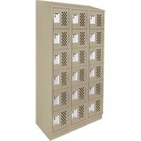 Assembled Lockerettes Clean Line Perforated Economy Lockers, 6 -tier, Bank of 3, 18" x 72" x 12", Steel EastCoast Offshore Supplies