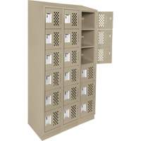 Assembled Lockerettes Clean Line Perforated Economy Lockers, 6 -tier, Bank of 3, 18" x 72" x 12", Steel EastCoast Offshore Supplies