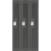Clean Line Lockers, Bank of 3, 36" x 12" x 72", Steel, Charcoal, Rivet (Assembled), Perforated EastCoast Offshore Supplies