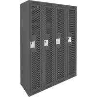 Clean Line Lockers, Bank of 4, 48" x 15" x 72", Steel, Charcoal, Rivet (Assembled), Perforated EastCoast Offshore Supplies