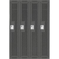 Clean Line Lockers, Bank of 4, 48" x 15" x 72", Steel, Charcoal, Rivet (Assembled), Perforated EastCoast Offshore Supplies