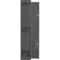 Clean Line Lockers, 2 -tier, 12" x 12" x 72", Steel, Charcoal, Rivet (Assembled), Perforated EastCoast Offshore Supplies