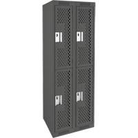 Clean Line Lockers, 2 -tier, Bank of 2, 24" x 12" x 72", Steel, Charcoal, Rivet (Assembled), Perforated EastCoast Offshore Supplies