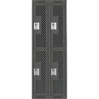 Clean Line Lockers, 2 -tier, Bank of 2, 24" x 12" x 72", Steel, Charcoal, Rivet (Assembled), Perforated EastCoast Offshore Supplies
