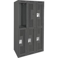 Clean Line Lockers, 2 -tier, Bank of 3, 36" x 12" x 72", Steel, Charcoal, Rivet (Assembled), Perforated EastCoast Offshore Supplies