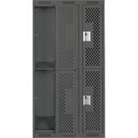 Clean Line Lockers, 2 -tier, Bank of 3, 36" x 12" x 72", Steel, Charcoal, Rivet (Assembled), Perforated EastCoast Offshore Supplies