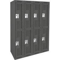 Clean Line Lockers, 2 -tier, Bank of 4, 48" x 12" x 72", Steel, Charcoal, Rivet (Assembled), Perforated EastCoast Offshore Supplies