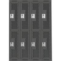 Clean Line Lockers, 2 -tier, Bank of 4, 48" x 12" x 72", Steel, Charcoal, Rivet (Assembled), Perforated EastCoast Offshore Supplies
