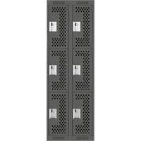 Clean Line Lockers, 3 -tier, Bank of 2, 24" x 12" x 72", Steel, Charcoal, Rivet (Assembled), Perforated EastCoast Offshore Supplies
