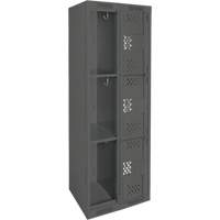 Clean Line Lockers, 3 -tier, Bank of 2, 24" x 12" x 72", Steel, Charcoal, Rivet (Assembled), Perforated EastCoast Offshore Supplies