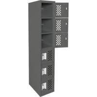 Assembled Lockerettes Clean Line Perforated Economy Lockers, 6 -tier, 18" x 72" x 12", Steel EastCoast Offshore Supplies