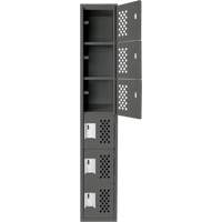 Assembled Lockerettes Clean Line Perforated Economy Lockers, 6 -tier, 18" x 72" x 12", Steel EastCoast Offshore Supplies