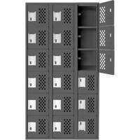 Assembled Lockerettes Clean Line Perforated Economy Lockers, 6 -tier, Bank of 3, 18" x 72" x 12", Steel EastCoast Offshore Supplies