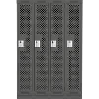 Clean Line Lockers, Bank of 4, 48" x 15" x 76", Steel, Charcoal, Rivet (Assembled), Perforated EastCoast Offshore Supplies
