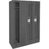 Clean Line Lockers, Bank of 4, 48" x 15" x 76", Steel, Charcoal, Rivet (Assembled), Perforated EastCoast Offshore Supplies