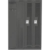 Clean Line Lockers, Bank of 4, 48" x 15" x 76", Steel, Charcoal, Rivet (Assembled), Perforated EastCoast Offshore Supplies