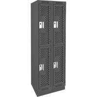 Clean Line Lockers, 2 -tier, Bank of 2, 24" x 12" x 76", Steel, Charcoal, Rivet (Assembled), Perforated EastCoast Offshore Supplies