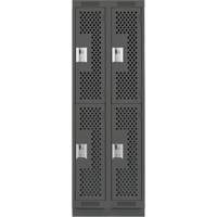 Clean Line Lockers, 2 -tier, Bank of 2, 24" x 12" x 76", Steel, Charcoal, Rivet (Assembled), Perforated EastCoast Offshore Supplies