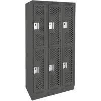 Clean Line Lockers, 2 -tier, Bank of 3, 36" x 12" x 76", Steel, Charcoal, Rivet (Assembled), Perforated EastCoast Offshore Supplies