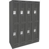 Clean Line Lockers, 2 -tier, Bank of 4, 48" x 12" x 76", Steel, Charcoal, Rivet (Assembled), Perforated EastCoast Offshore Supplies
