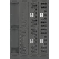 Clean Line Lockers, 2 -tier, Bank of 4, 48" x 12" x 76", Steel, Charcoal, Rivet (Assembled), Perforated EastCoast Offshore Supplies