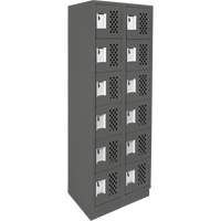 Assembled Lockerettes Clean Line Perforated Economy Lockers, 6 -tier, Bank of 2, 18" x 72" x 12", Steel EastCoast Offshore Supplies