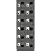 Assembled Lockerettes Clean Line Perforated Economy Lockers, 6 -tier, Bank of 2, 18" x 72" x 12", Steel EastCoast Offshore Supplies