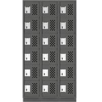 Assembled Lockerettes Clean Line Perforated Economy Lockers, 6 -tier, Bank of 3, 18" x 72" x 12", Steel EastCoast Offshore Supplies
