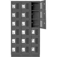 Assembled Lockerettes Clean Line Perforated Economy Lockers, 6 -tier, Bank of 3, 18" x 72" x 12", Steel EastCoast Offshore Supplies