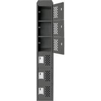 Assembled Lockerettes Clean Line Perforated Economy Lockers, 6 -tier, 18" x 72" x 12", Steel EastCoast Offshore Supplies