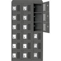Assembled Lockerettes Clean Line Perforated Economy Lockers, 6 -tier, Bank of 3, 18" x 72" x 12", Steel EastCoast Offshore Supplies